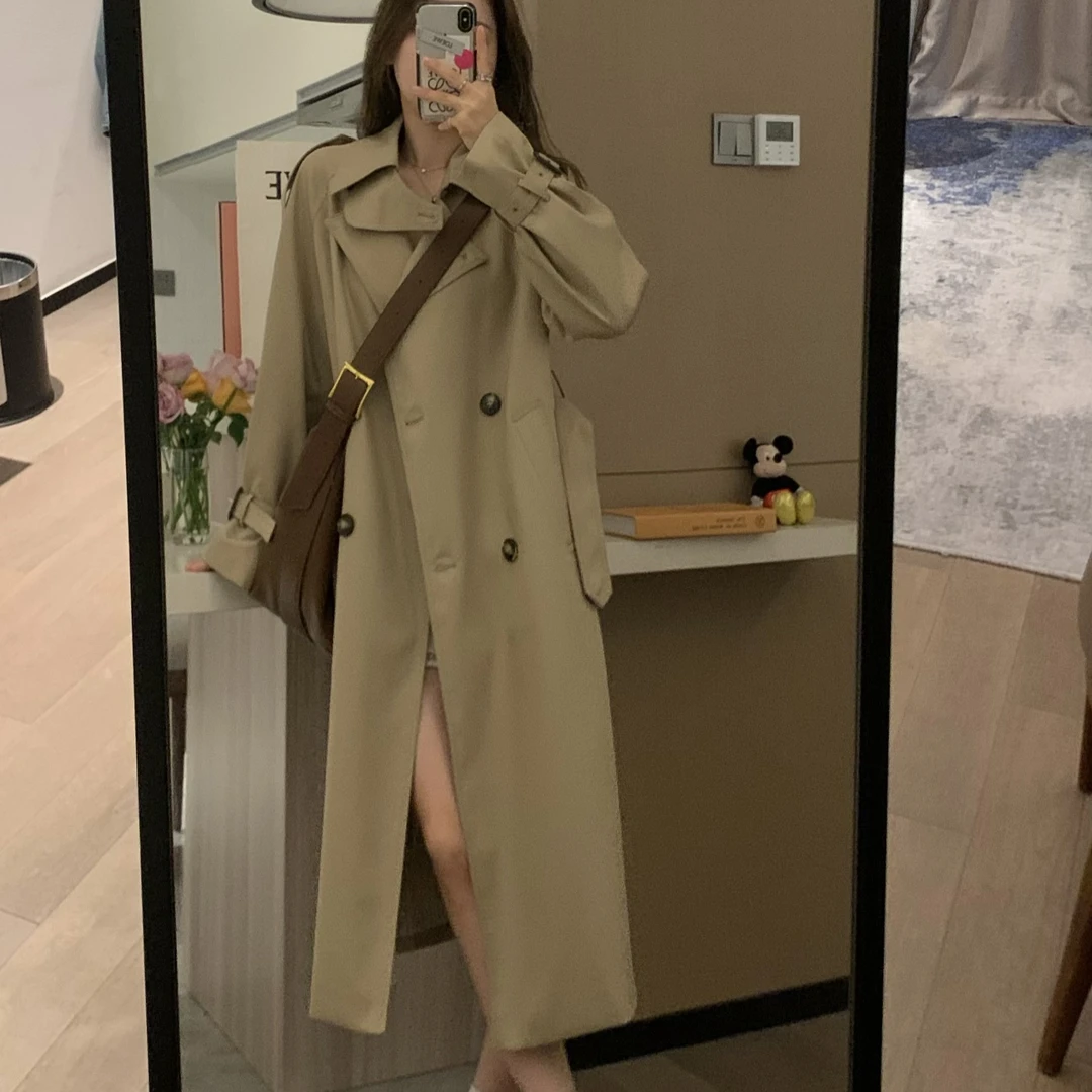 eee春季入场券 显瘦质感韩版卡其色风衣中长款休闲廓形秋季外套