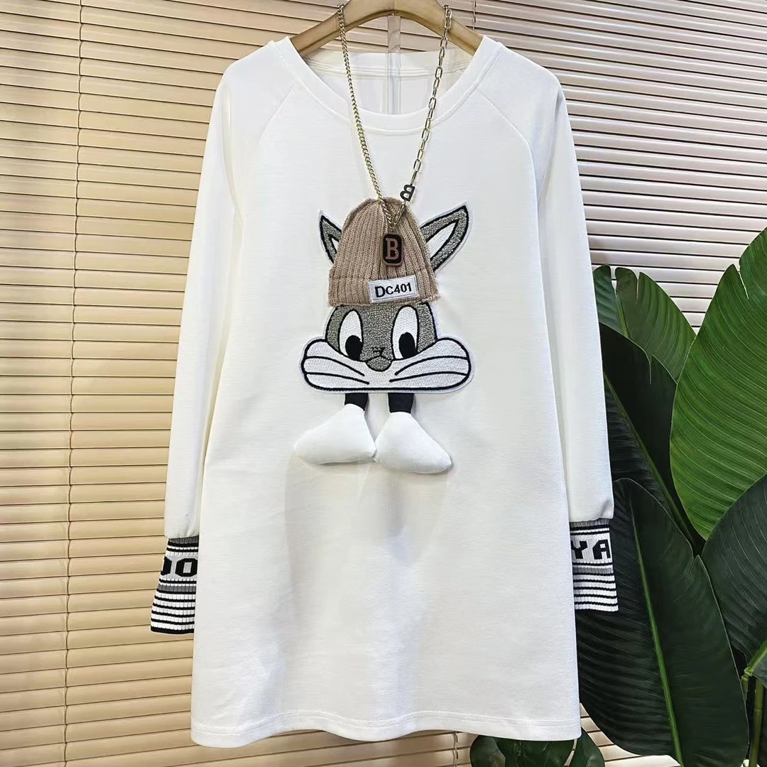 D胖mm欧货时尚新款立体卡通设计款减龄显瘦大衫