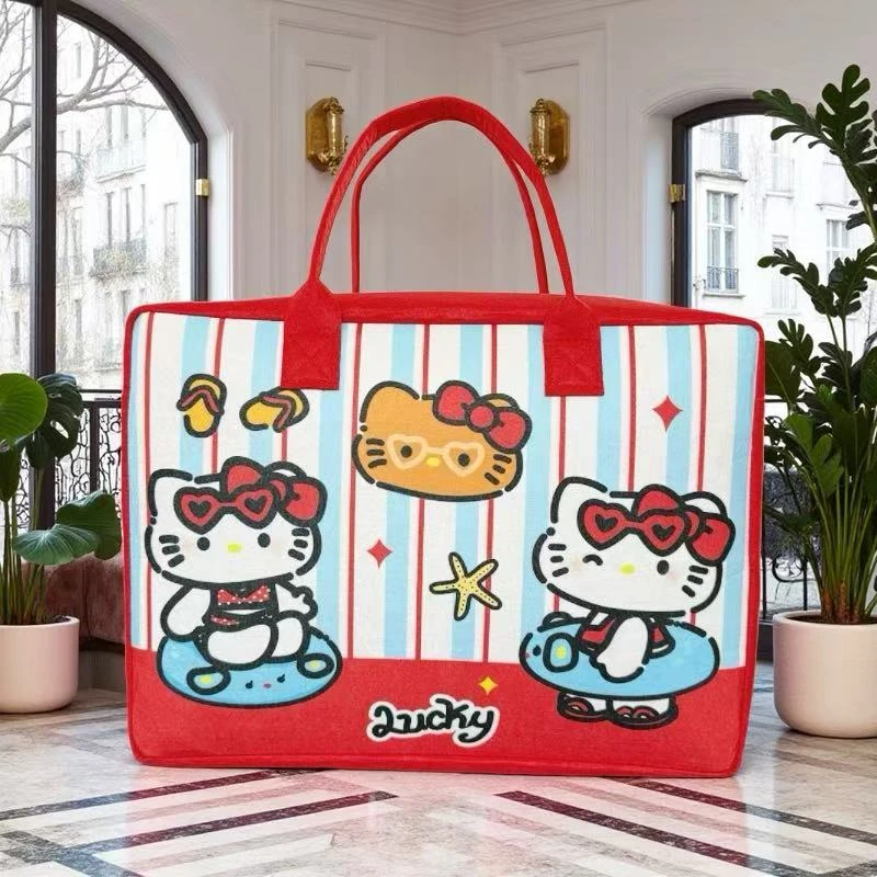 新款卡通毛毡包可爱手提包旅行包收纳包黄油小熊米可KITTY猫包包