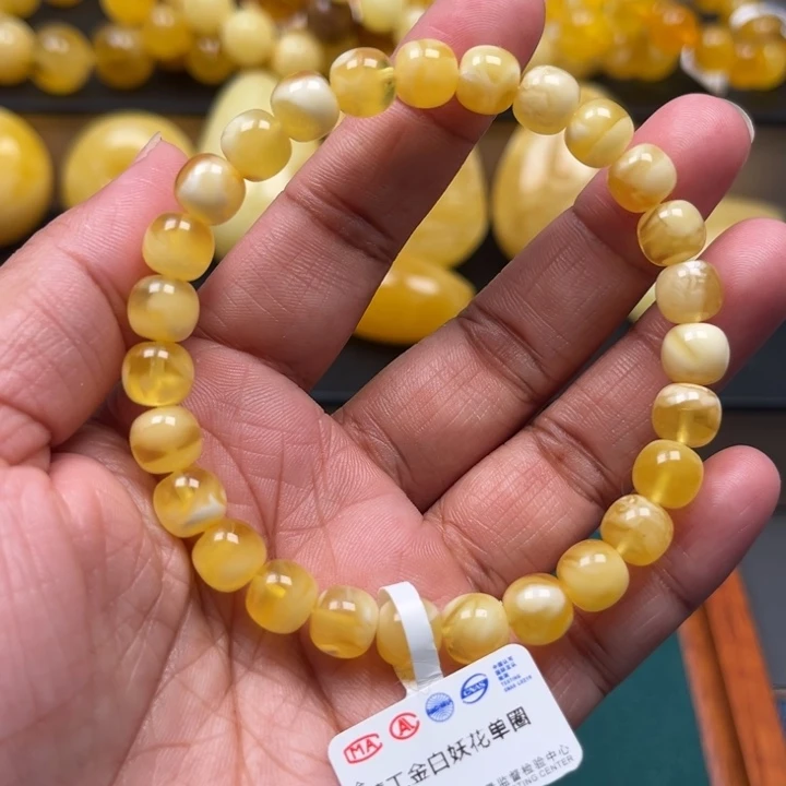 琥珀未镶嵌珠宝奇石M174号8+金瓷白妖花