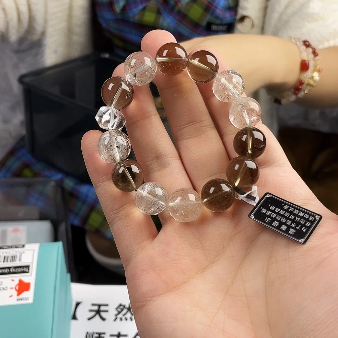 水晶手串银S925镀金镶嵌