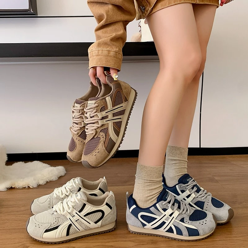 阿甘鞋女款2025秋季新款网面透气德训小白鞋超火百搭休闲运动板鞋