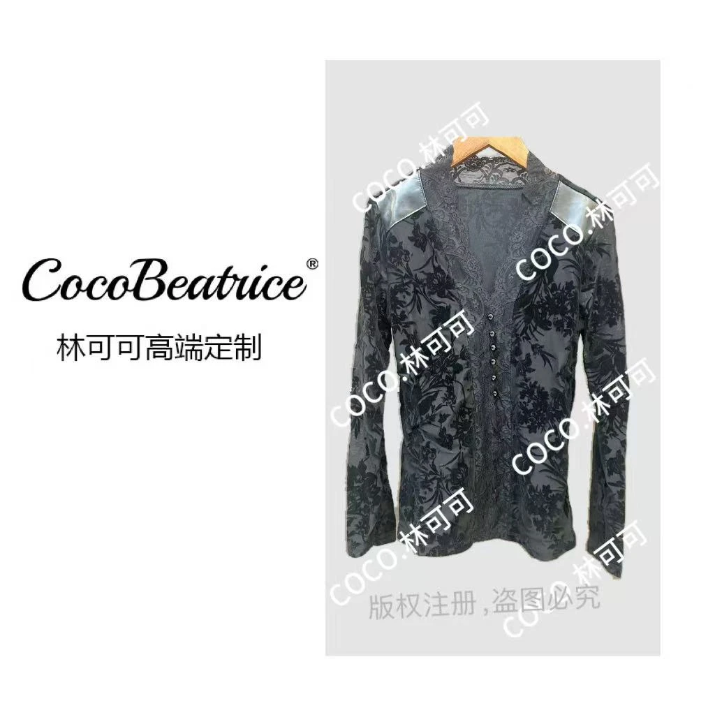 【COCO林可可】轻奢蕾丝V领小衫（2422）