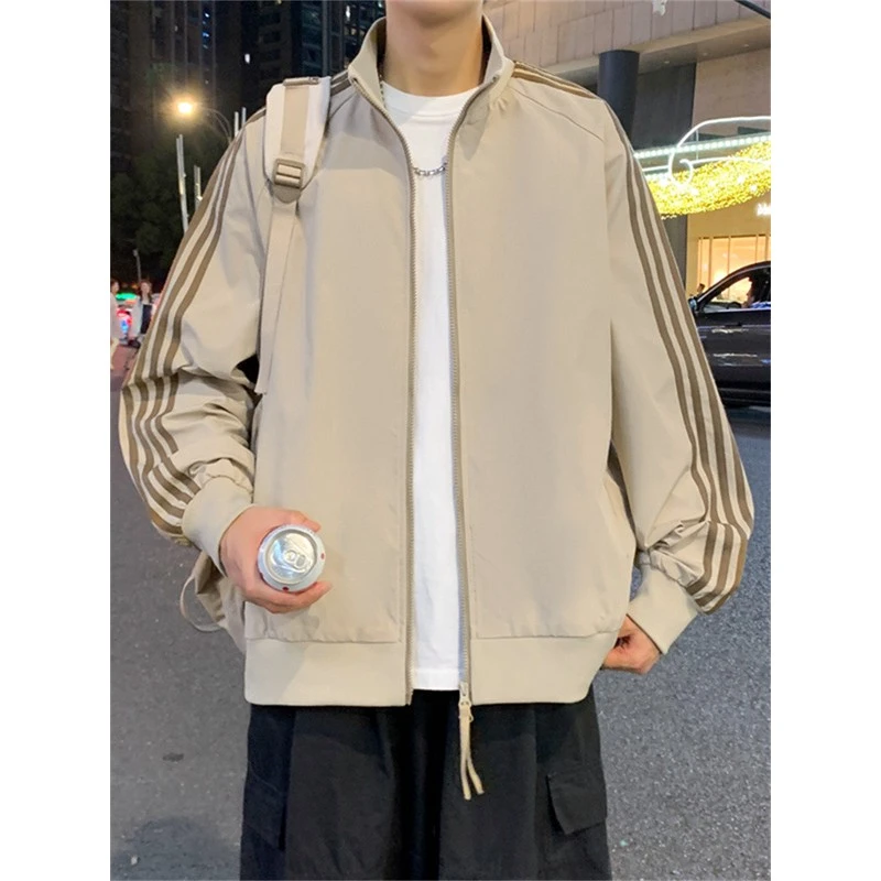 春秋季新款男宽松潮流美式拼色百搭冲锋衣夹克秋季山系拼色冲锋衣