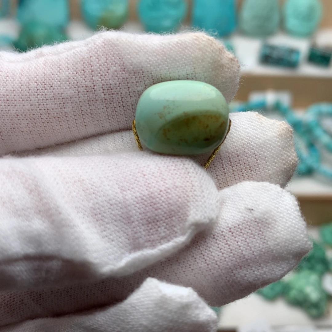 绿松石未镶嵌珠宝奇石高瓷特色糖豆12.3*15.1mm