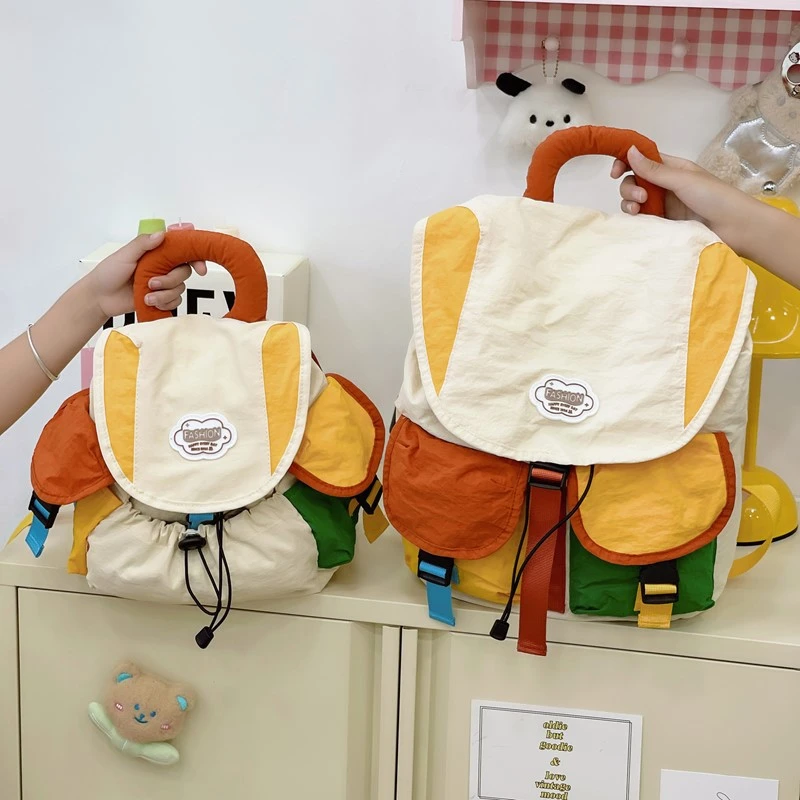 潮酷亲子背包户外登山包拼色旅行双肩包轻便大容量露营学生书包