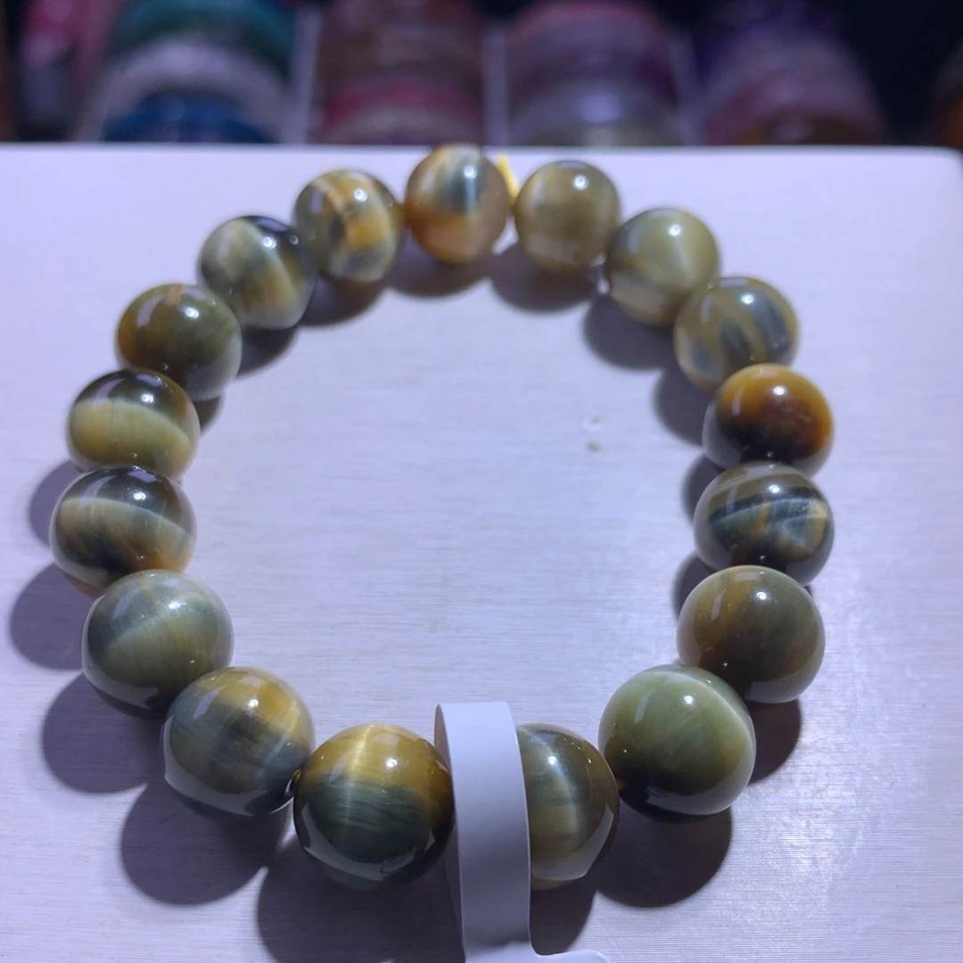 银S925镶嵌水晶手串幻彩虎眼12.3m