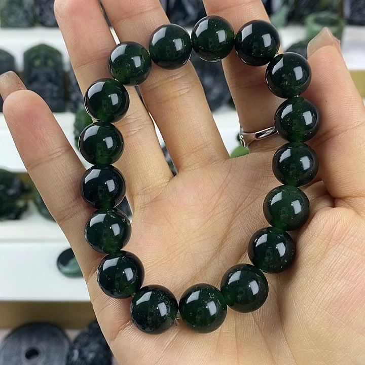 鐵***怪蛇纹石玉未镶嵌手串