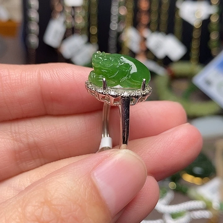 和田玉银S925镶嵌戒指