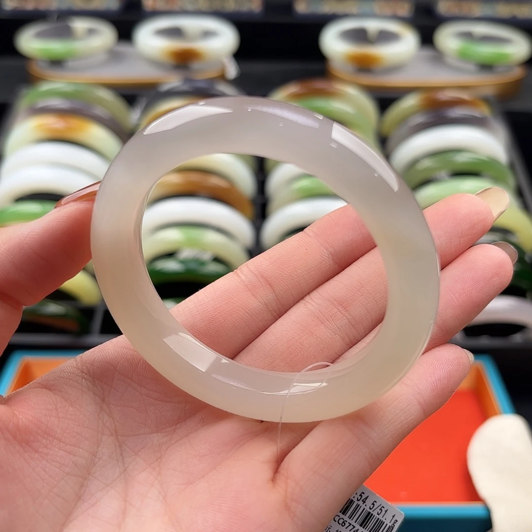 和田玉未镶嵌手镯54.5