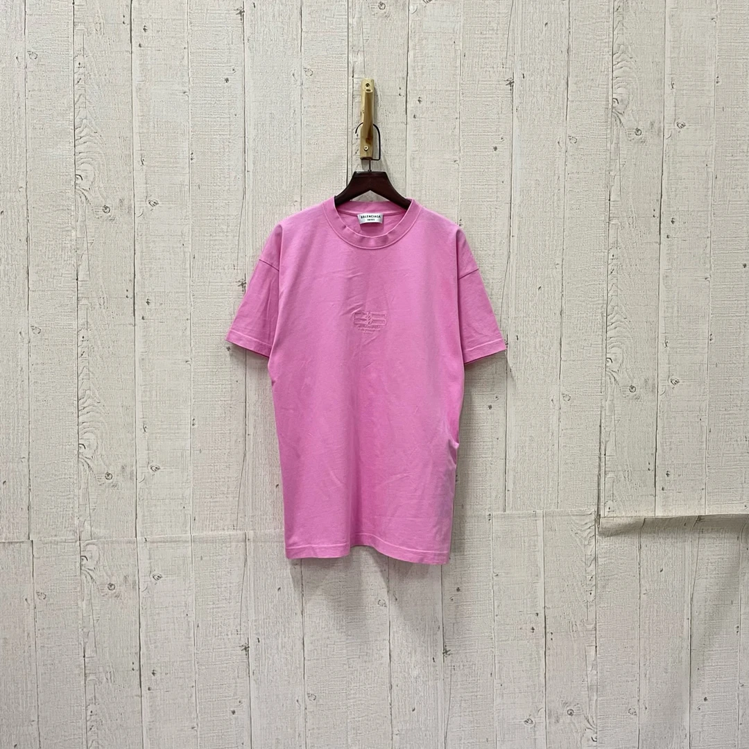 (ll)  Balenciaga 巴黎世家 锁扣双B粉色短袖 XS码/98新/bc914384