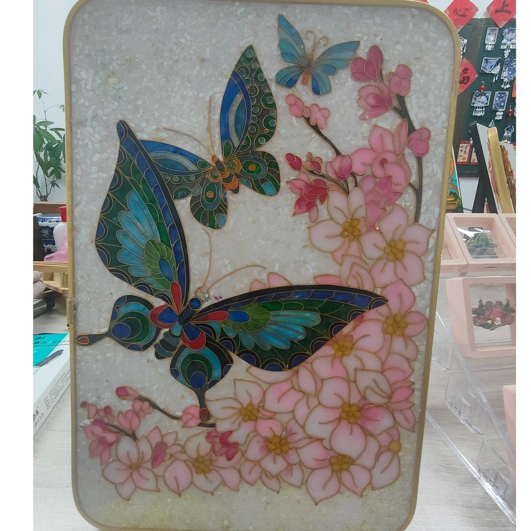 纯手工装饰画掐丝珐琅蝶与花