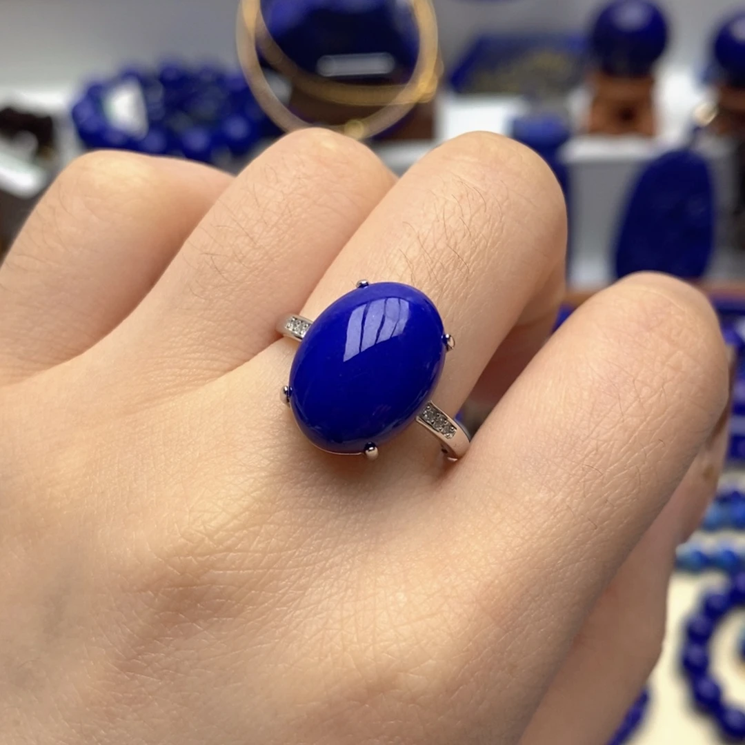 青金石银S925镶嵌戒指