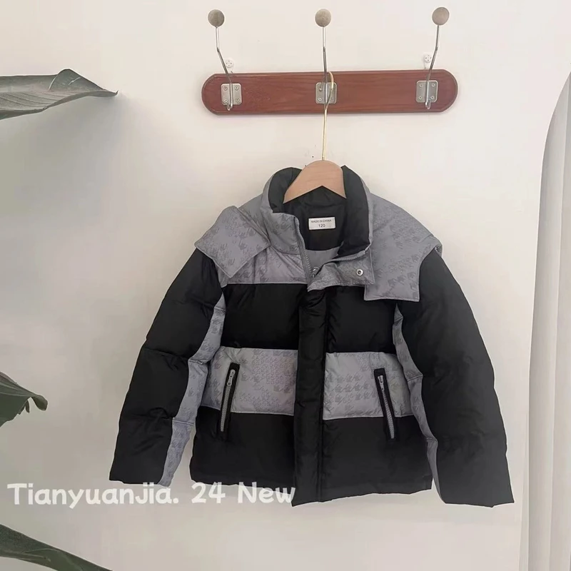 012新年拼接儿童加绒防寒服外套