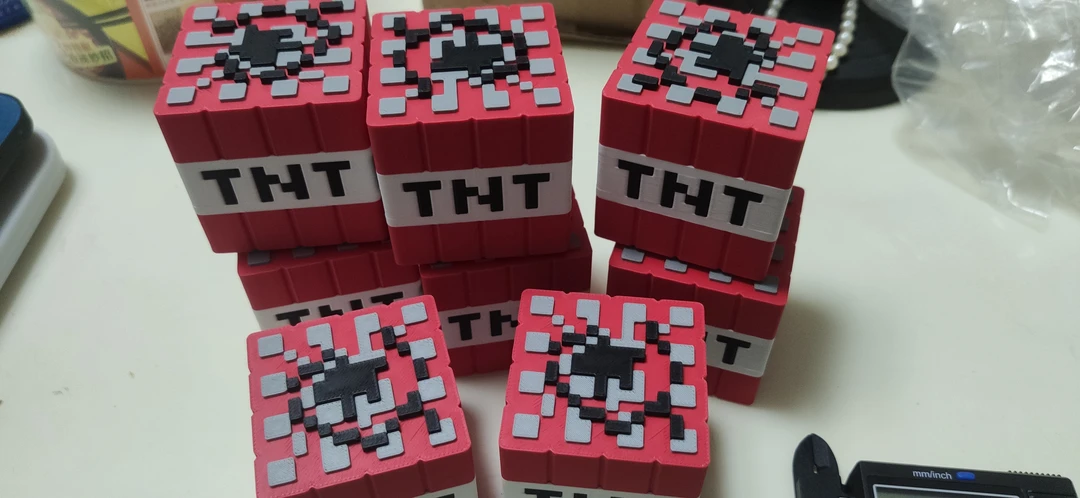 3D打印我的世界TNT方块摆件解压玩具拓竹PLA材质加厚加重结实款