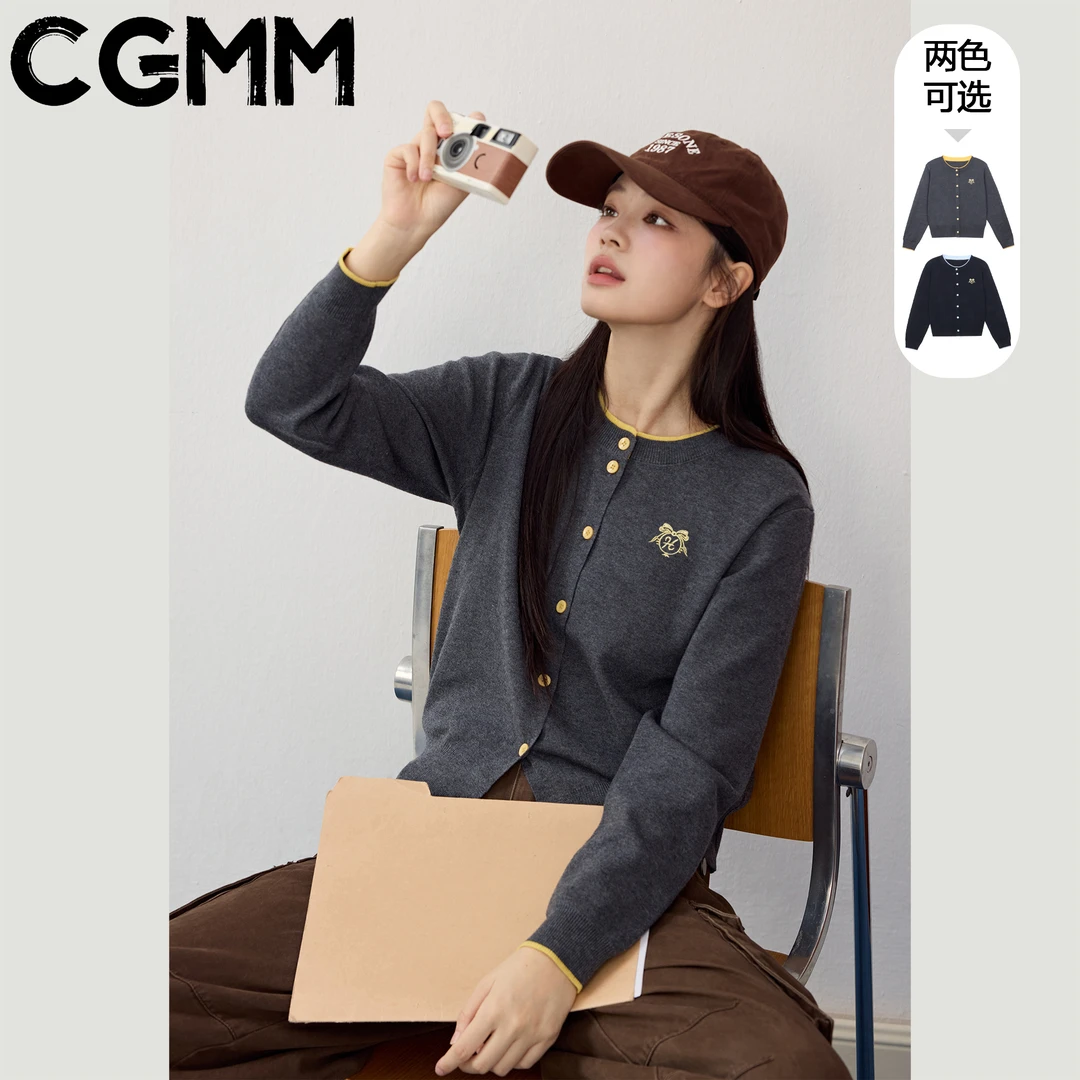 CGMM/橱柜密码秋季新款时尚撞色拼接长袖精致感毛针织衫DSOMB5209