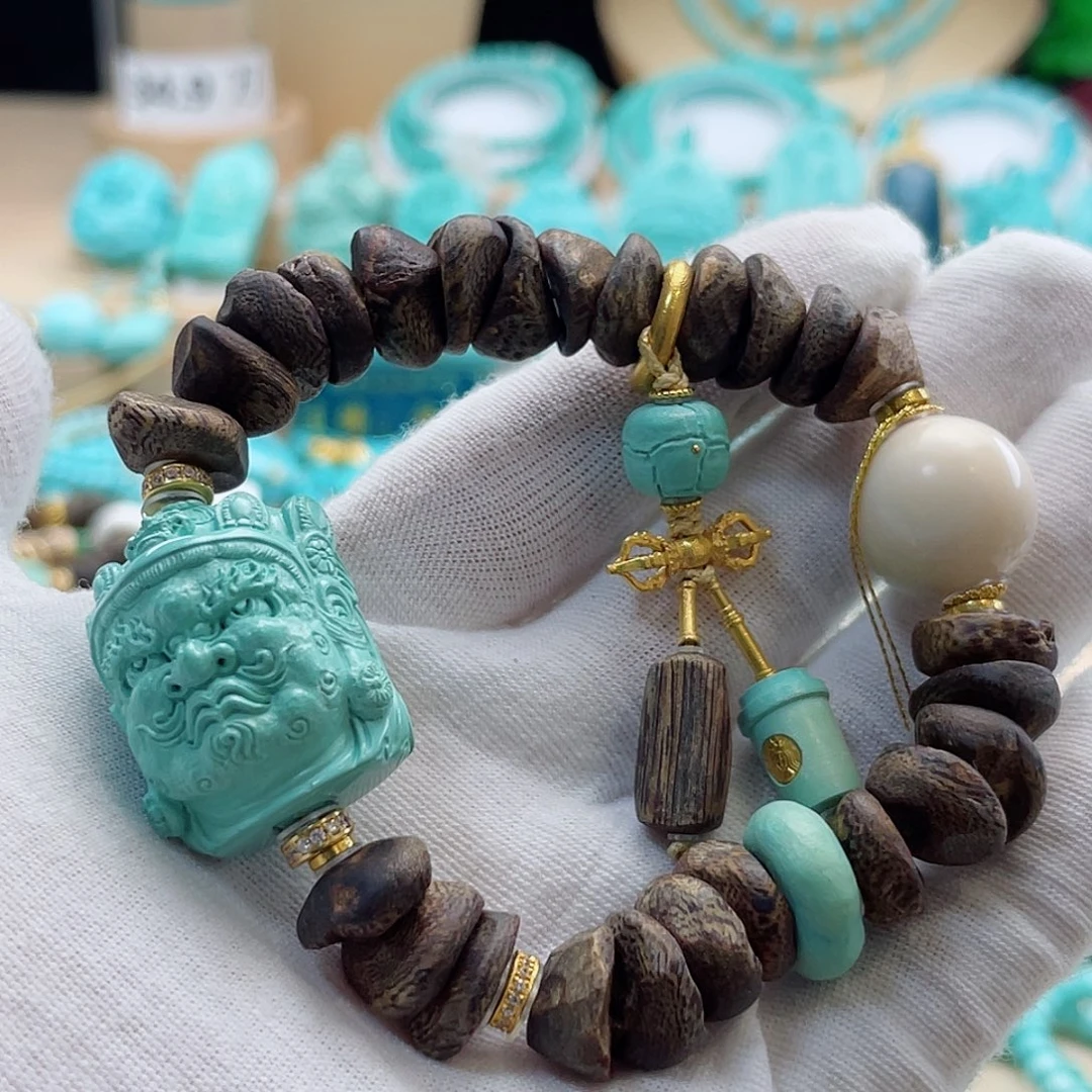 绿松石18K金镶嵌珠宝奇石