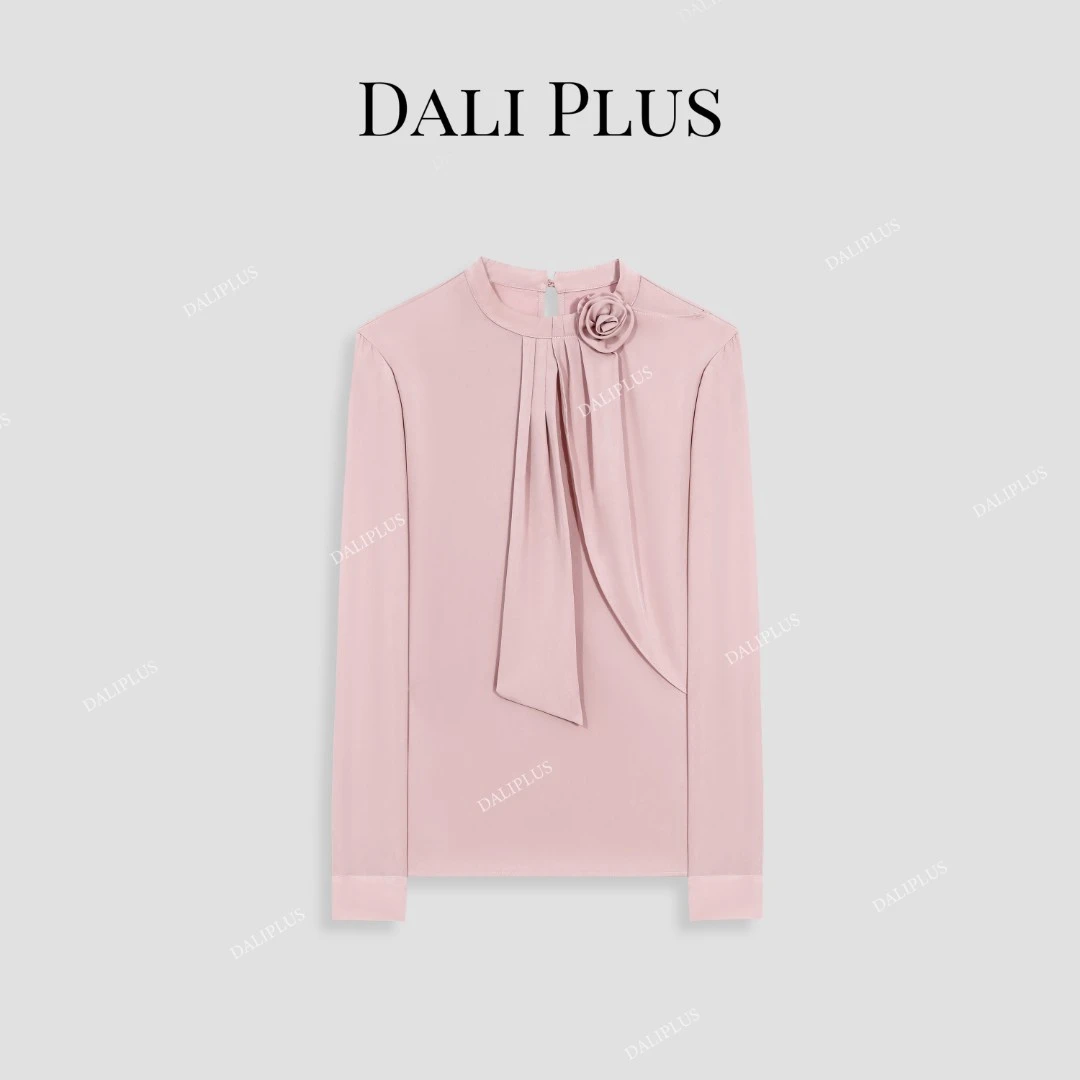 DALI PLUS手工缝制立体玫瑰花朵设计气质优雅衬衫-D5MM1009