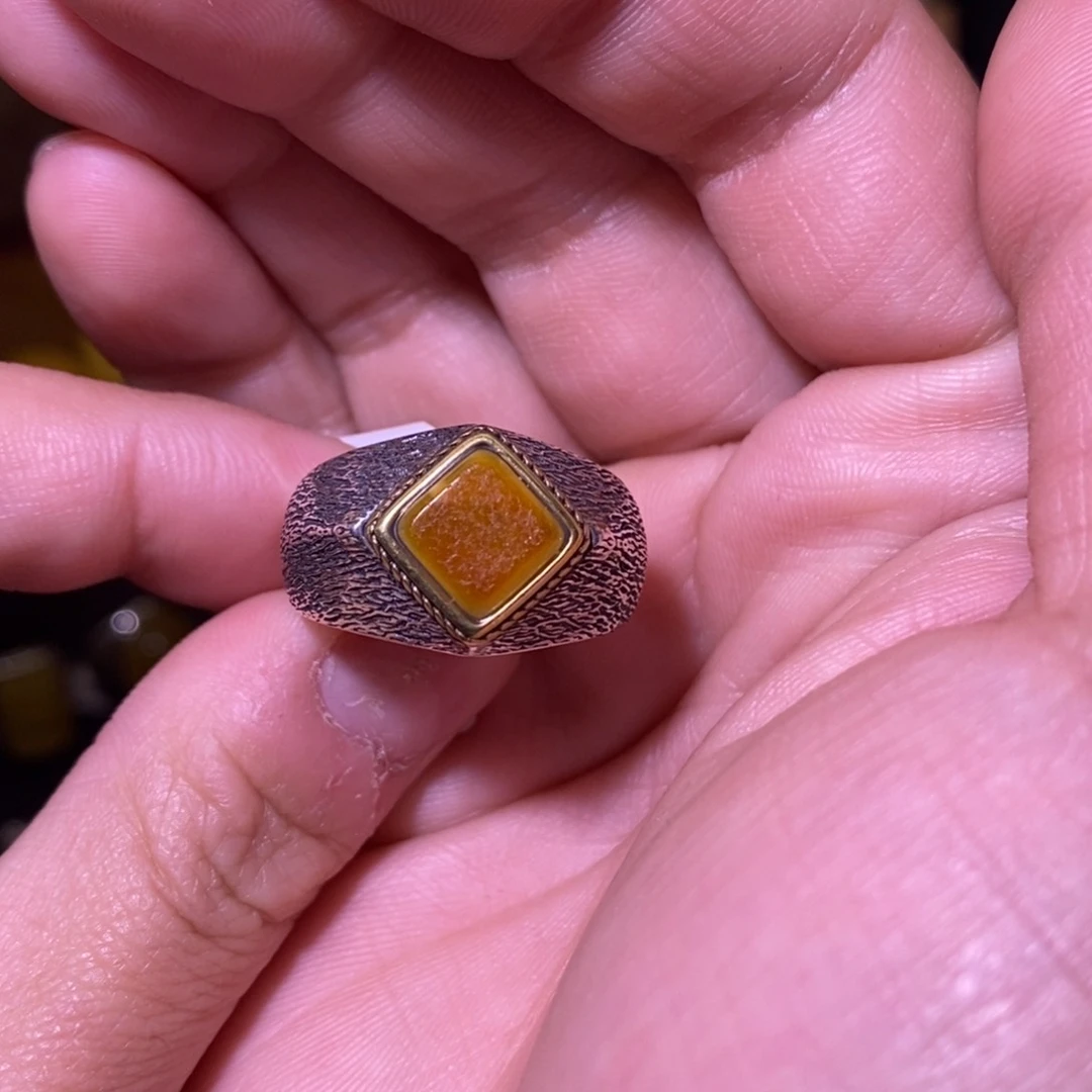 蜜蜡戒指银S925镶嵌皓***妹