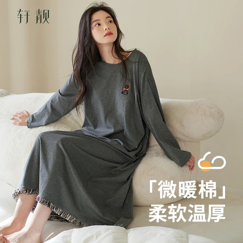 【纯棉】睡裙女士春秋季睡衣长袖2025新款可外穿大码家居服连衣裙