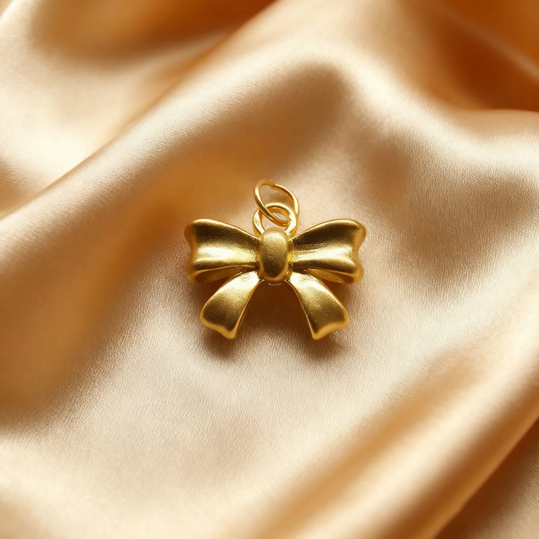 【黄金】足金999蝴蝶结坠素金 圆环 5D工艺CY148