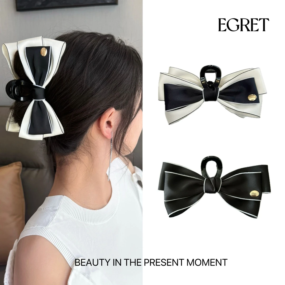 EGRET 轻奢高级感抓夹时尚简约大号蝴蝶结发夹优雅赫本风系列发饰