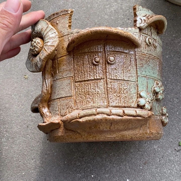 紫砂花盆高17口18手工