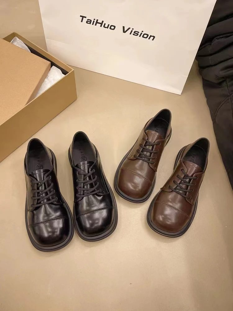 (偏小一码)英伦风皮鞋女2025春秋新款一脚蹬乐福鞋金属扣单鞋F161