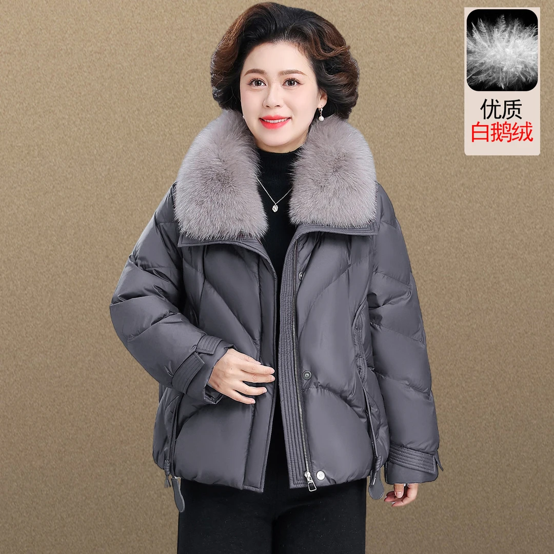 中老年女装鹅绒羽绒服2025新款高贵狐狸毛领加厚保暖妈妈冬装外套