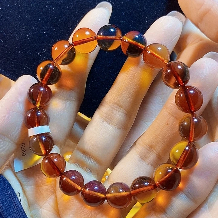 蓝珀未镶嵌珠宝奇石墨西哥红蓝手串10