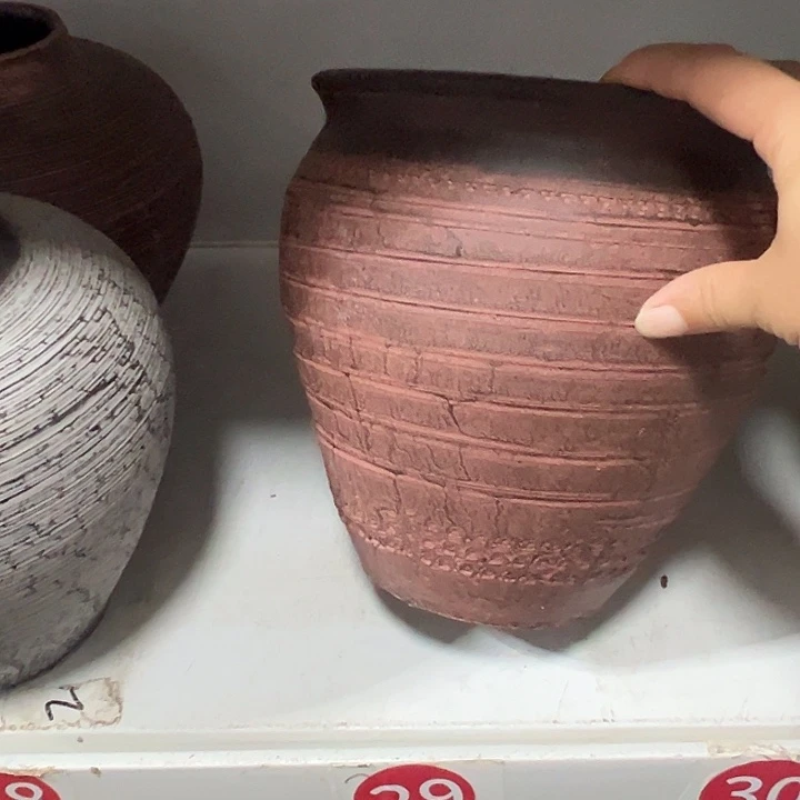 粗陶盆有孔高20口19