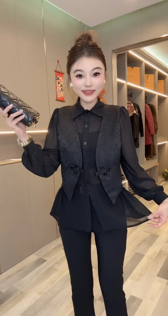 欧货时尚衬衫女2025春网红爆款气质百搭假两件遮肉显瘦纯色上衣潮