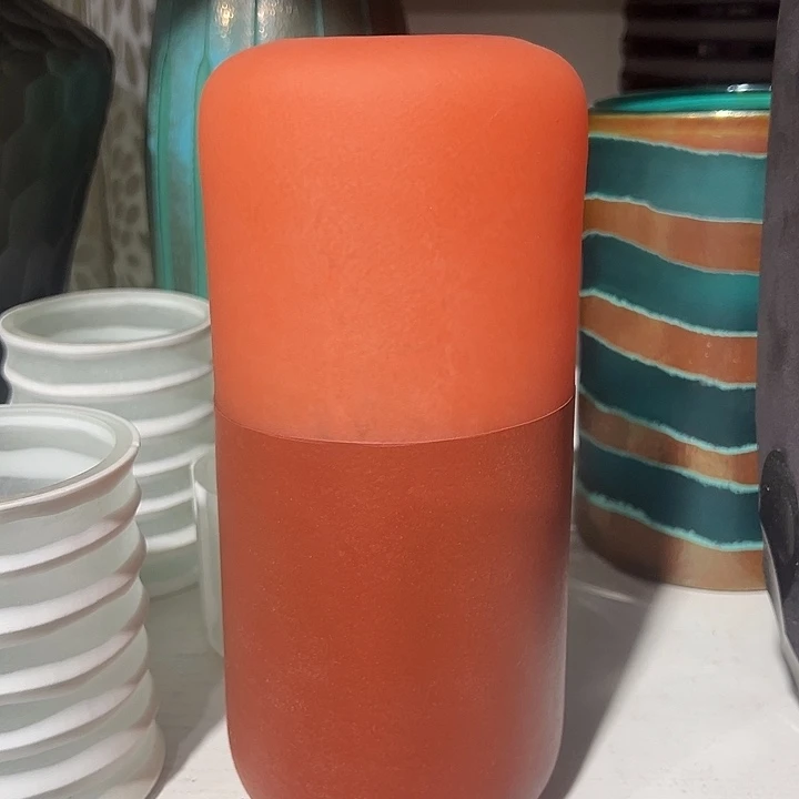 春***莉琉璃手工艺品绿色磨砂花瓶花器高23口5