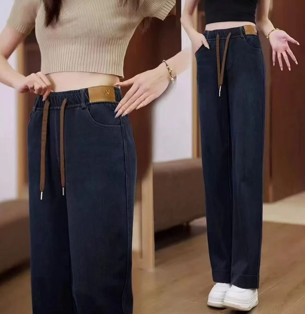 【运费补贴】新款秋冬加绒加厚外穿弹力休闲大码中老年妈妈牛仔裤J