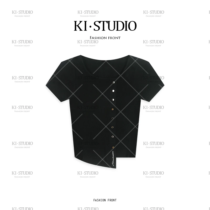 短袖女性常规圆领纯色修身型T恤套装修身嬉皮部落KI-1941