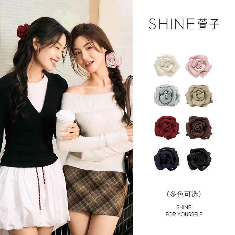 萱子精致玫瑰花抓夹多色气质小花苞甜美优雅#小花苞#