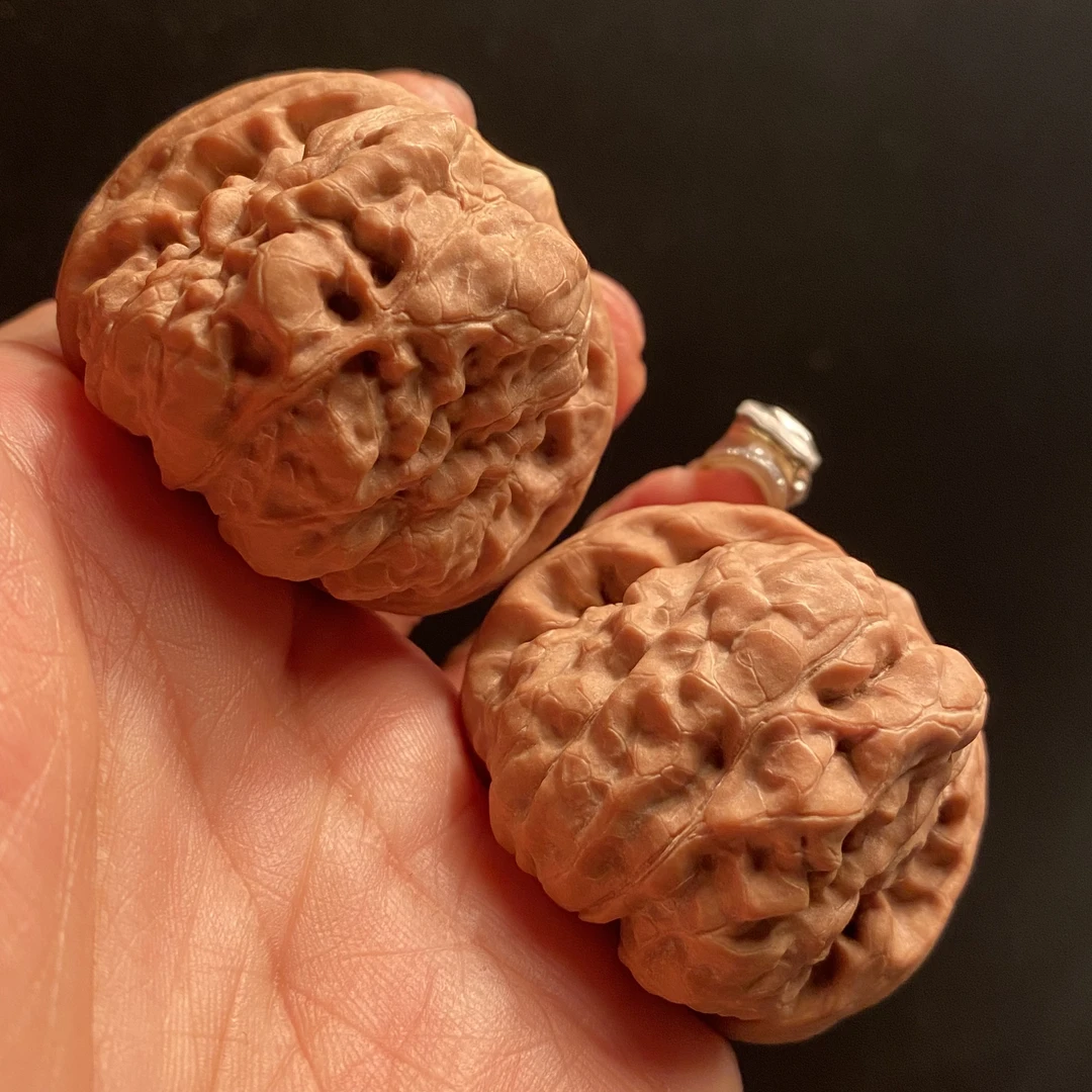 文玩核桃把件45大肚4116蛤蟆头边41肚45高34狮子头精品对