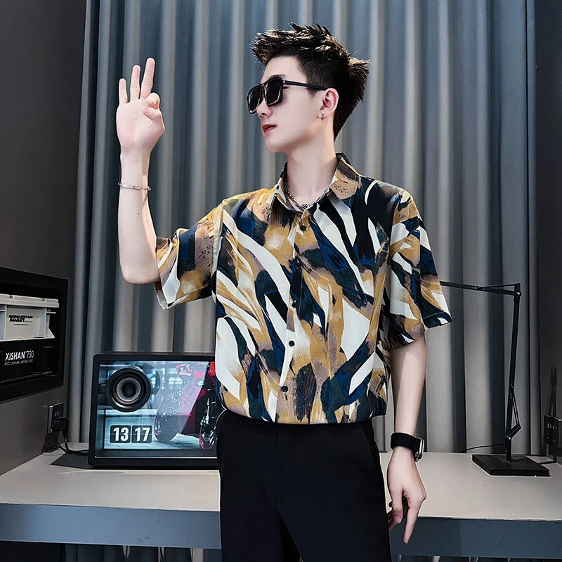 2025新款男士新款休闲宽松商务夏季衬衫山短袖上衣潮流时尚