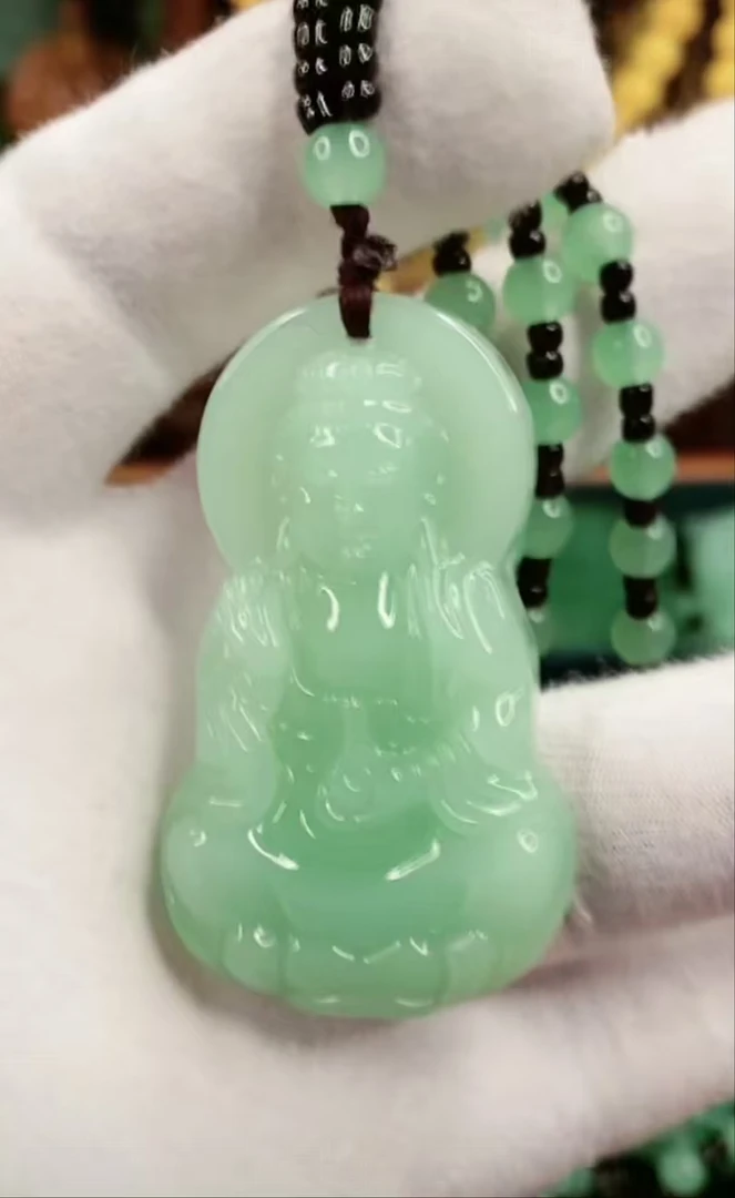 1.浅绿八角观音经典百搭男女同款项链