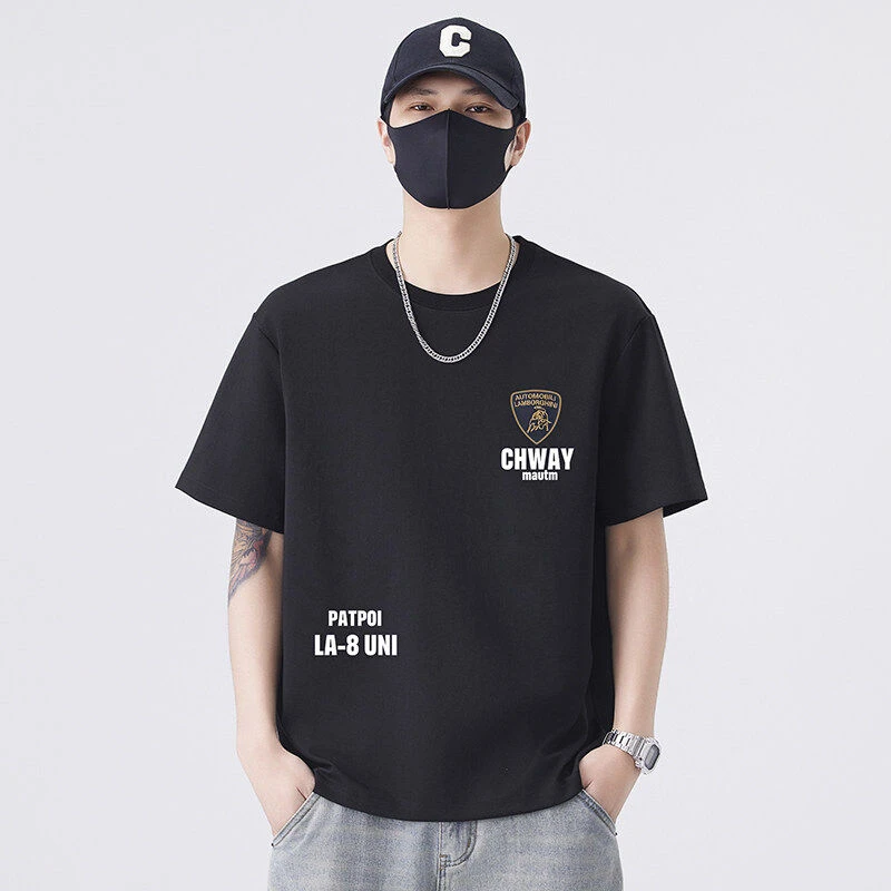 2025夏季纯棉T恤男士休闲圆领时尚潮流百搭印花宽松短袖25052