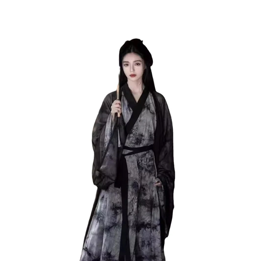 成人武侠汉服大袖女表演服装魏晋风飘逸古装清超仙仙气交领冷感