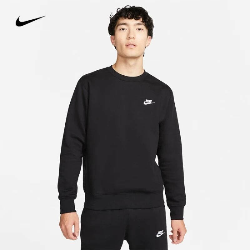 NIKE/耐克男子经典加绒卫衣圆领运动休闲黑色套头衫BV2663-010