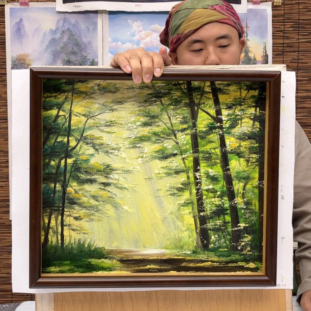 油画行路人小院绘画作品竞拍