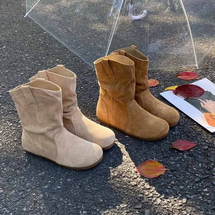 【年终清仓】磨砂复古圆头短靴（XG1728）