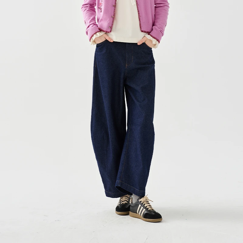 【淡人穿搭】茶愫明线设计宽松牛仔裤弯裤2025早秋新KN0902D32