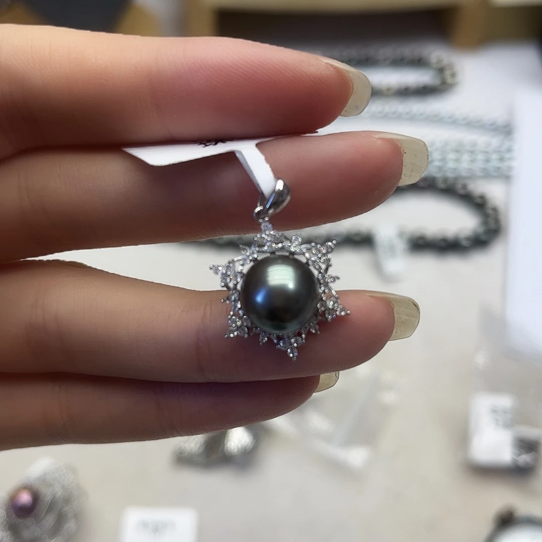 海水珍珠银S925镶嵌颈饰