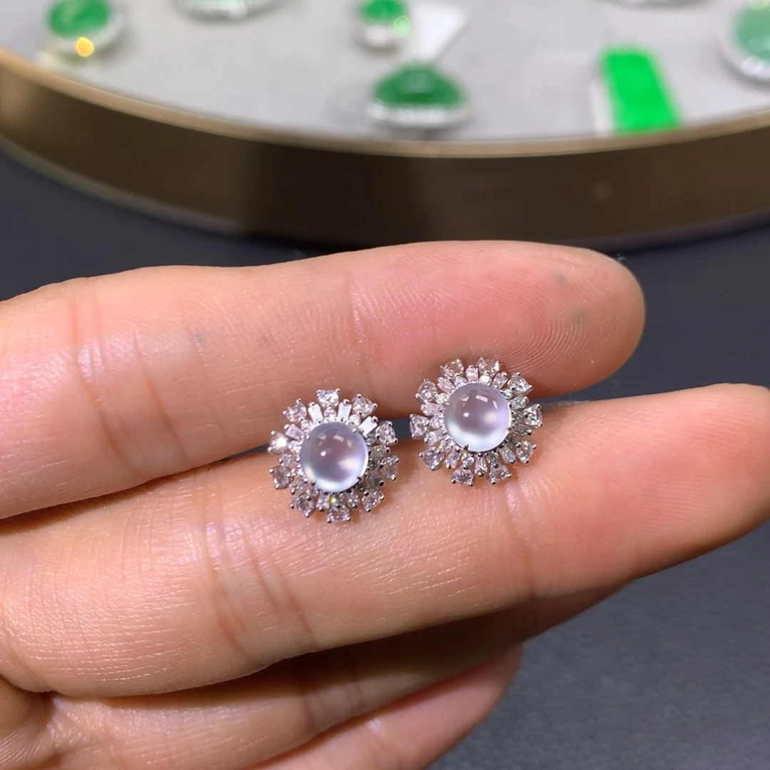 翡翠耳饰18K金镶嵌翡翠