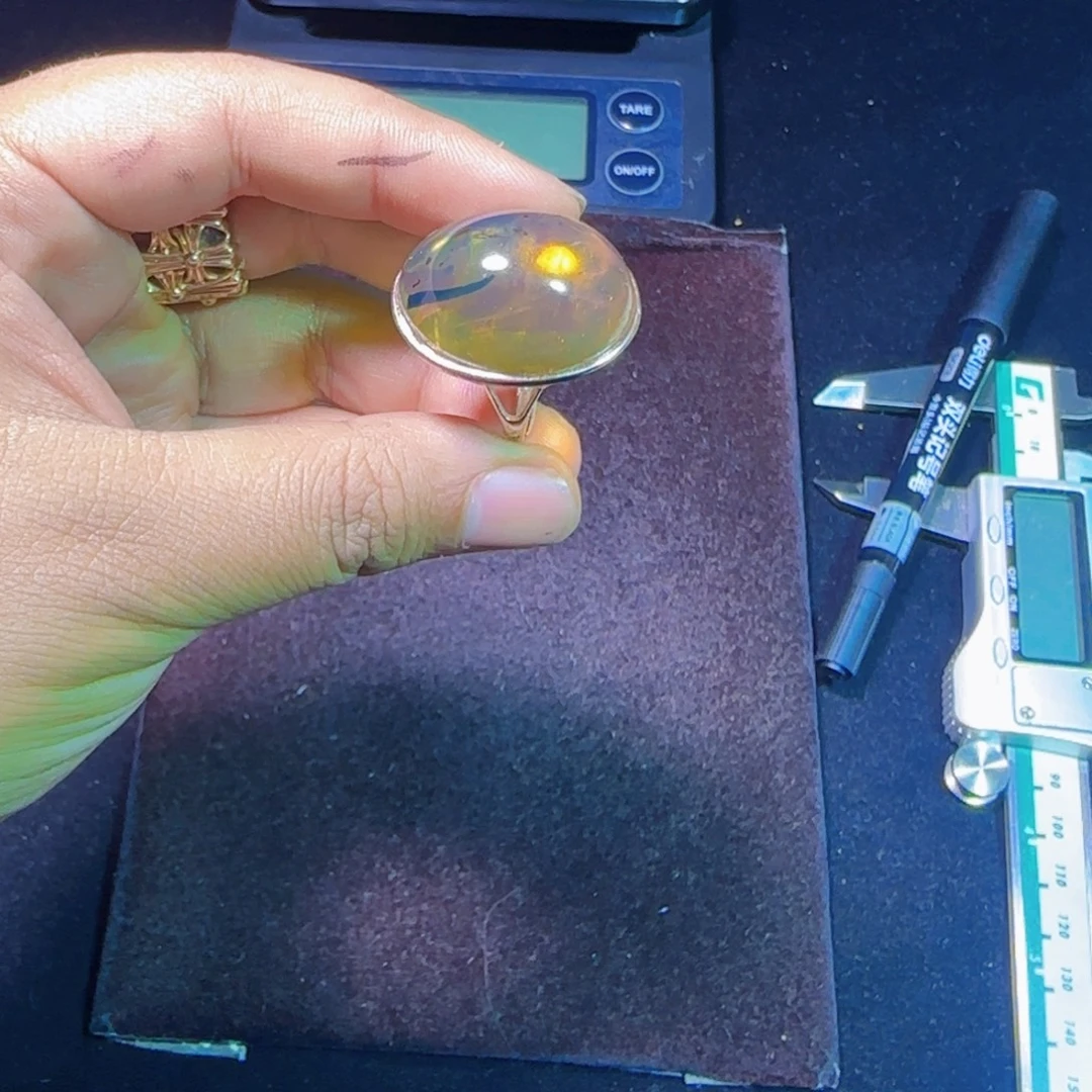 琥珀银S925镶嵌裸石琥珀