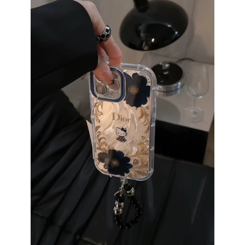 复古花纹kt适用苹果16promax泡芙手机壳iPhone15羽纱华为oppo小米