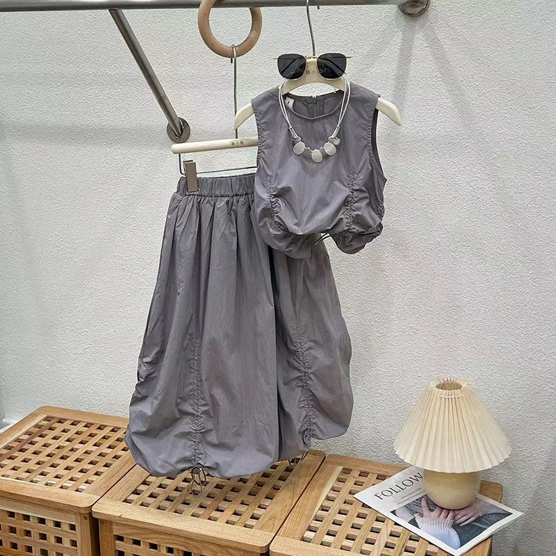 女童长裙套装2025新款儿童夏装裤子中大童品质童装洋气薄款T恤潮